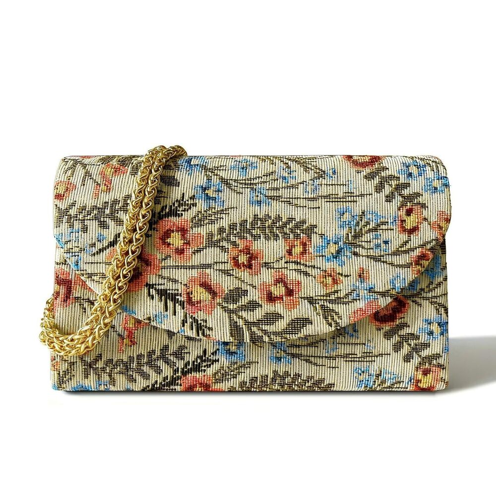 Floral Evening Clutch Purses For Women Cute Embroidery Crossbody Shoulder
